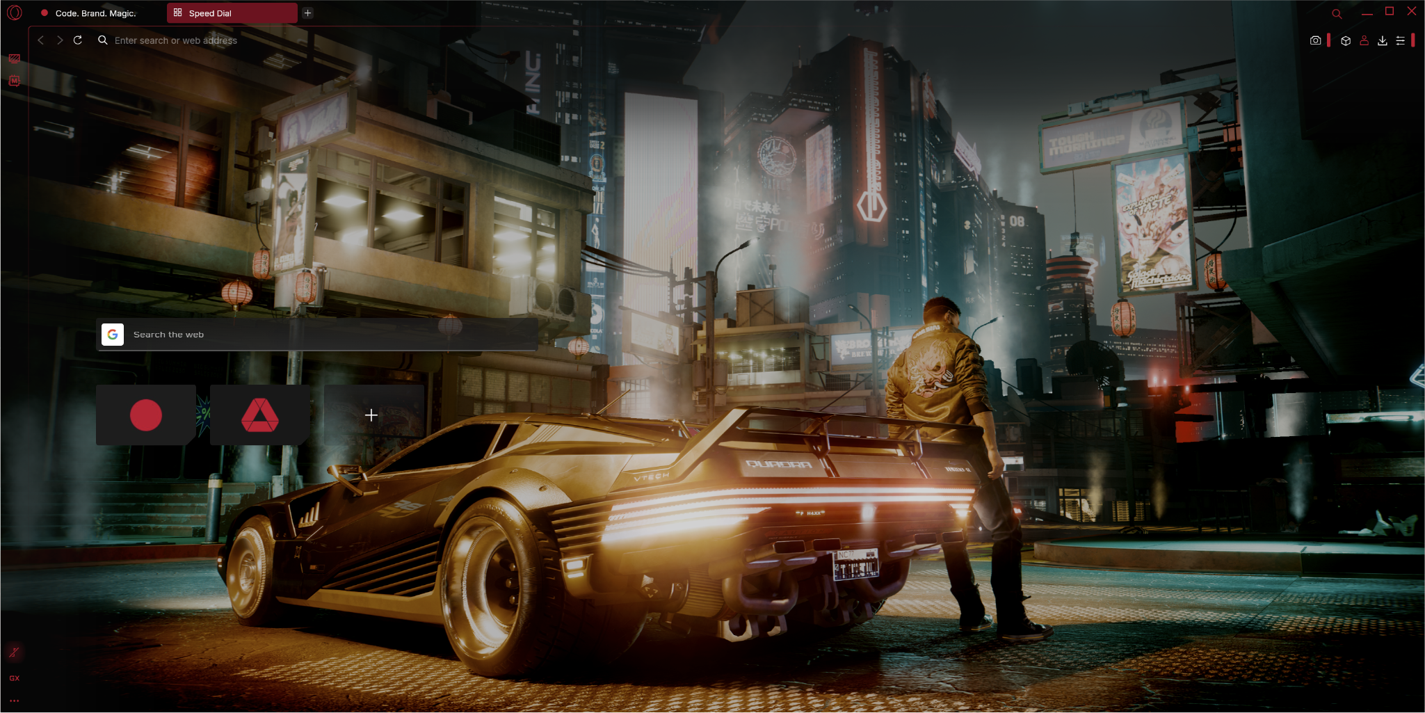 Screenshot of the Opera GX browser featuring the official Cyberpunk 2077 mod.